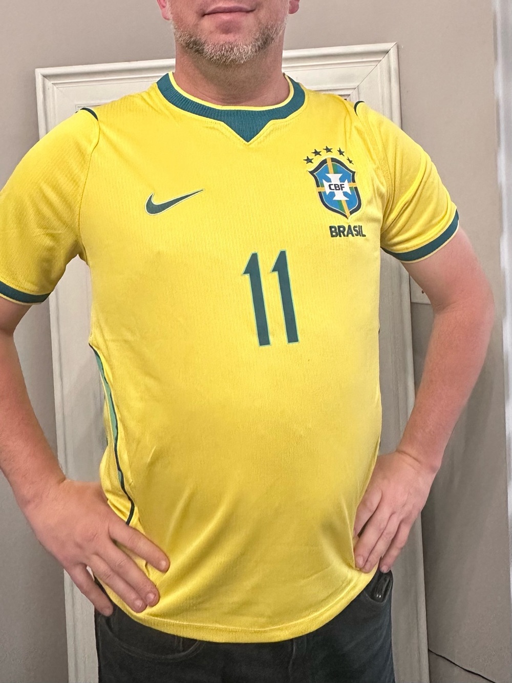 Brazil National Team Yellow Men's Soccer Jersey - #11 - Picture 3 of 4